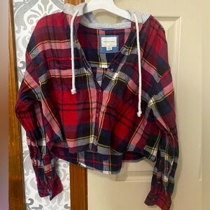 Red Plaid Cropped Flannel